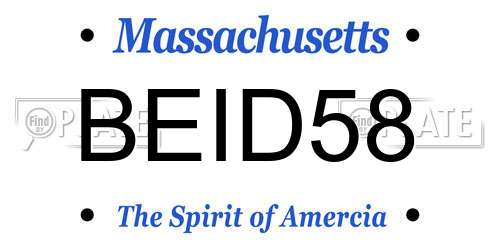 BEID58 Massachusetts License Plate