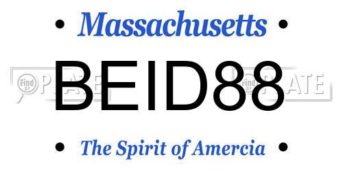 BEID88 Massachusetts License Plate
