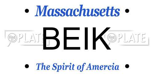 BEIK Massachusetts License Plate