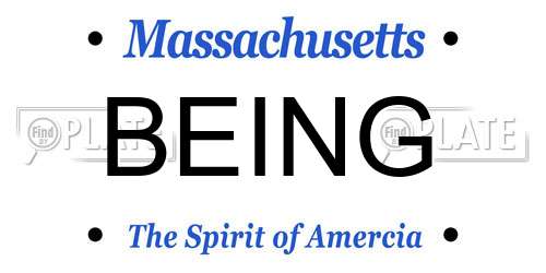 BEING Massachusetts License Plate