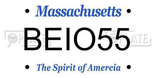 BEIO55 Massachusetts License Plate