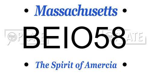 BEIO58 Massachusetts License Plate