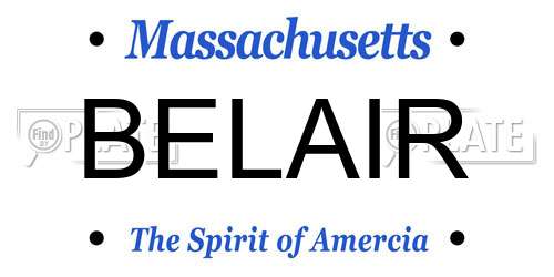 BELAIR Massachusetts License Plate