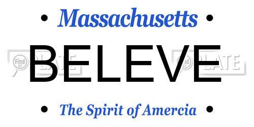 BELEVE Massachusetts License Plate
