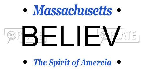 BELIEV Massachusetts License Plate