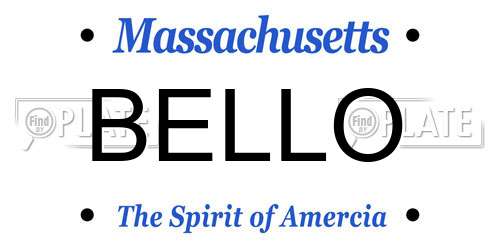 BELLO Massachusetts License Plate