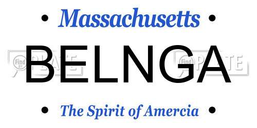 BELNGA Massachusetts License Plate