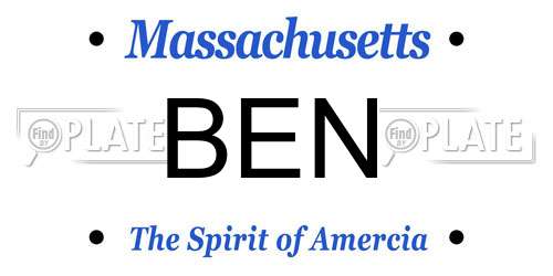 BEN Massachusetts License Plate