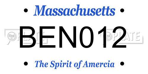 BEN012 Massachusetts License Plate