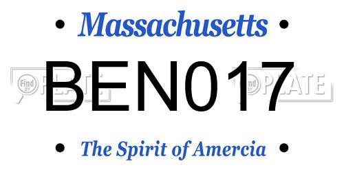 BEN017 Massachusetts License Plate