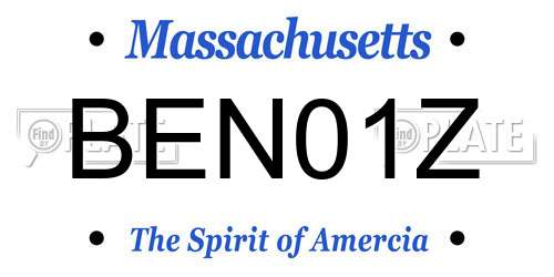 BEN01Z Massachusetts License Plate
