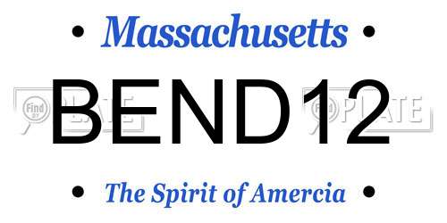 BEND12 Massachusetts License Plate