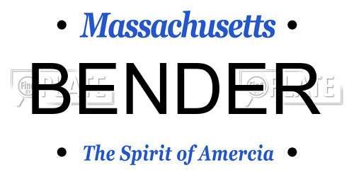 BENDER Massachusetts License Plate