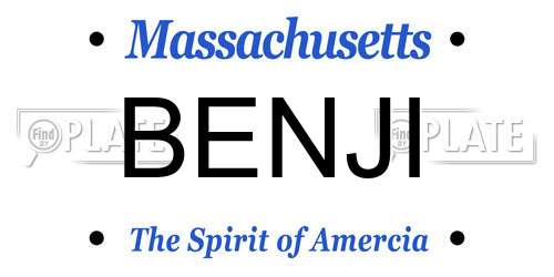 BENJI Massachusetts License Plate