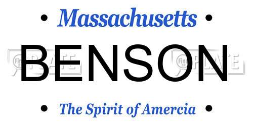 BENSON Massachusetts License Plate