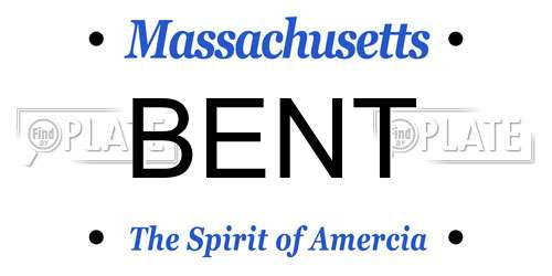 BENT Massachusetts License Plate