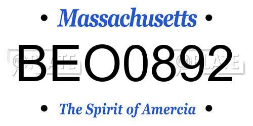 BEO0892 Massachusetts License Plate