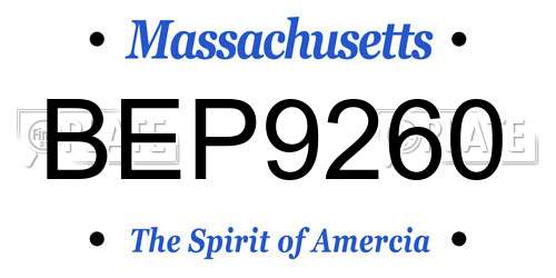 BEP9260 Massachusetts License Plate