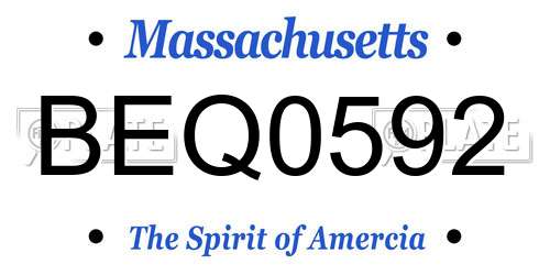 BEQ0592 Massachusetts License Plate
