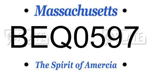 BEQ0597 Massachusetts License Plate