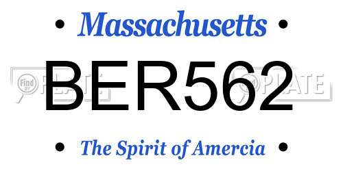 BER562 Massachusetts License Plate