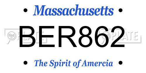 BER862 Massachusetts License Plate