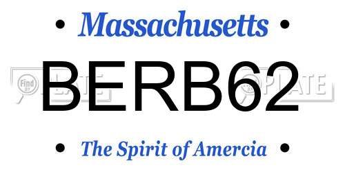 BERB62 Massachusetts License Plate