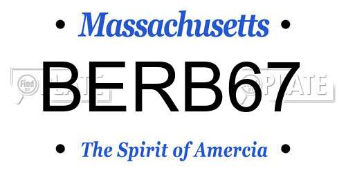 BERB67 Massachusetts License Plate