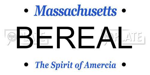 BEREAL Massachusetts License Plate