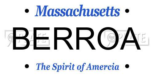 BERROA Massachusetts License Plate
