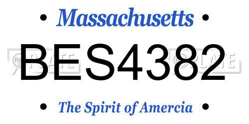 BES4382 Massachusetts License Plate