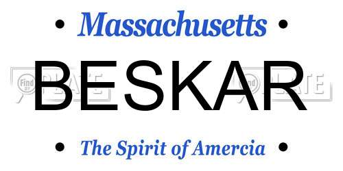 BESKAR Massachusetts License Plate
