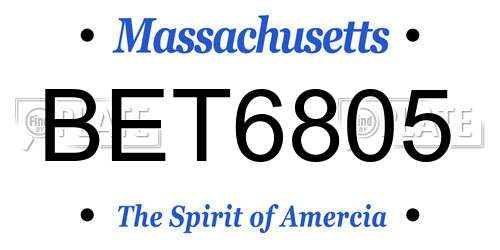 BET6805 Massachusetts License Plate