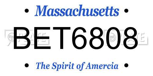 BET6808 Massachusetts License Plate