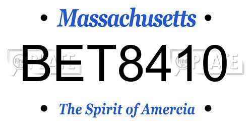 BET8410 Massachusetts License Plate