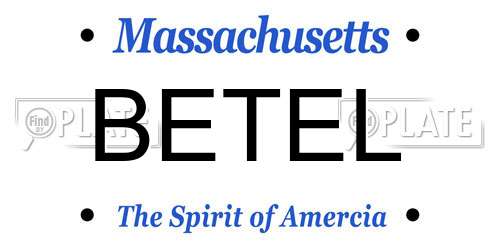 BETEL Massachusetts License Plate