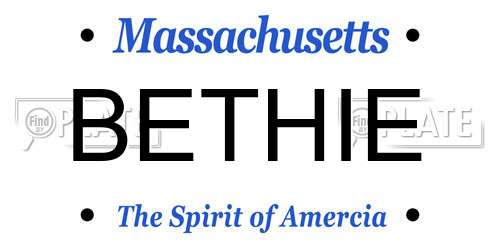 BETHIE Massachusetts License Plate