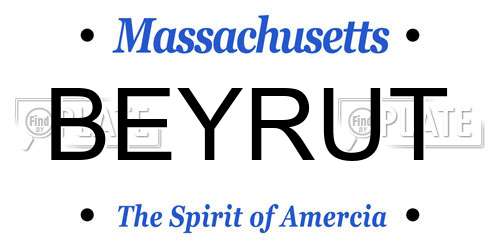 BEYRUT Massachusetts License Plate