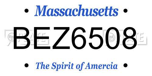 BEZ6508 Massachusetts License Plate