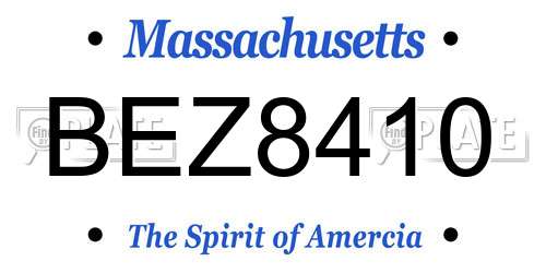 BEZ8410 Massachusetts License Plate