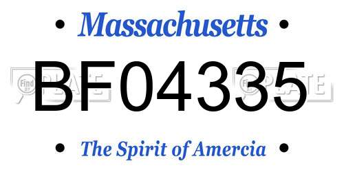 BF04335 Massachusetts License Plate