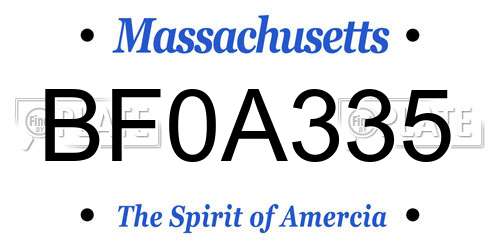 BF0A335 Massachusetts License Plate
