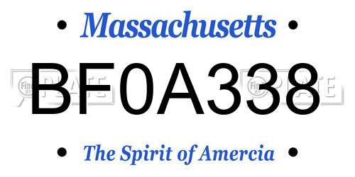 BF0A338 Massachusetts License Plate