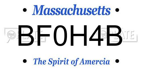 BF0H4B Massachusetts License Plate