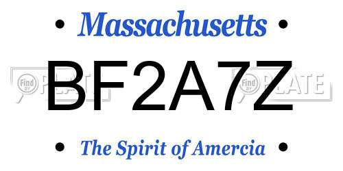 BF2A7Z Massachusetts License Plate