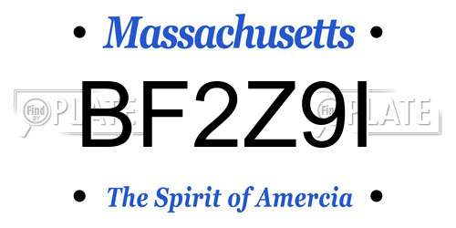 BF2Z9I Massachusetts License Plate