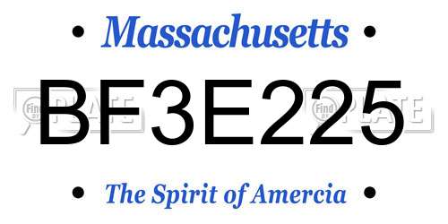 BF3E225 Massachusetts License Plate