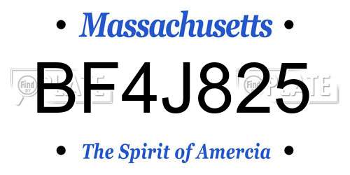 BF4J825 Massachusetts License Plate