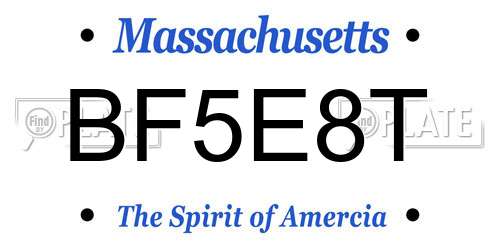 BF5E8T Massachusetts License Plate