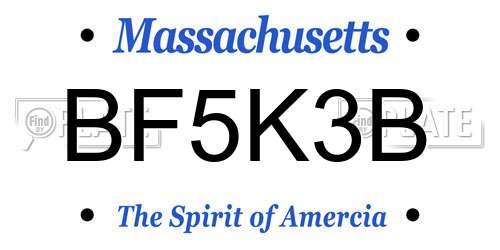 BF5K3B Massachusetts License Plate